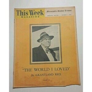This Week Magazine Minneapolis Sunday Tribune 10/3/1954 Grantland Rice